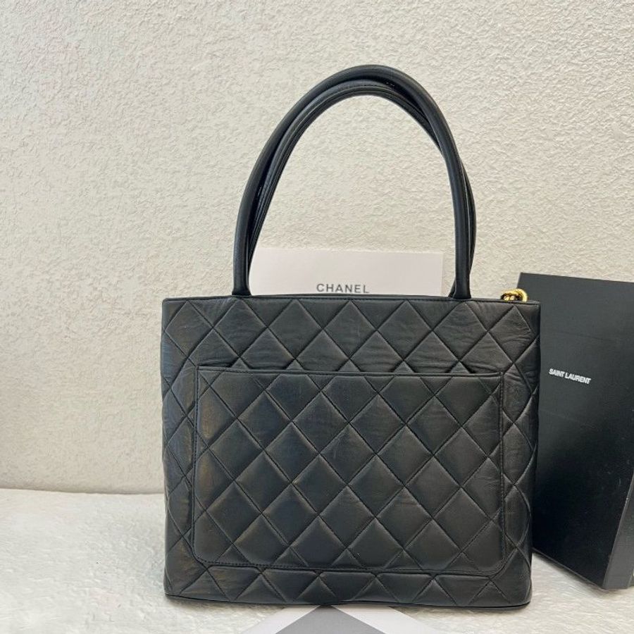 香奈兒/Chanel 中古Vintage 金幣黑金希爾頓 托特手提肩背包-1