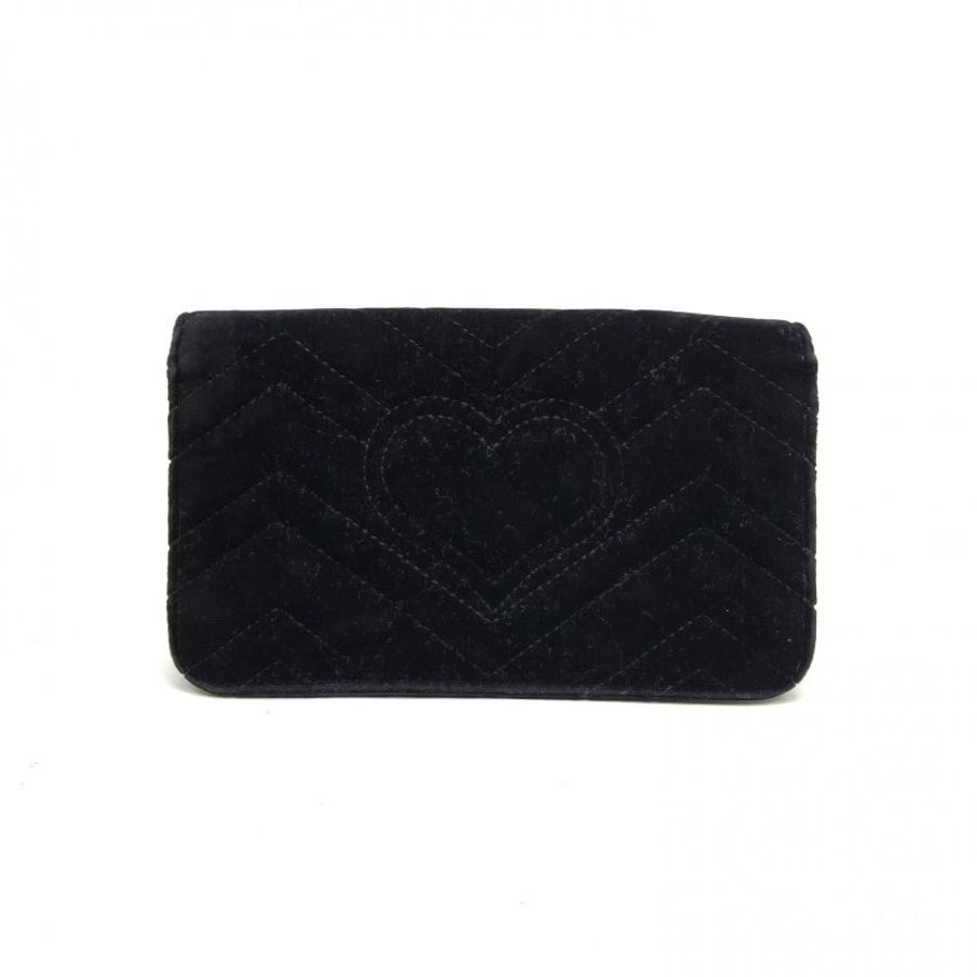 GUCCI 黑色絲絨金扣MarmontWOC斜挎包肩背包-2