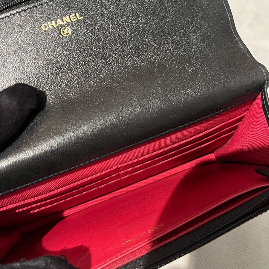 Chanel黑金羊皮19掀蓋Woc-9