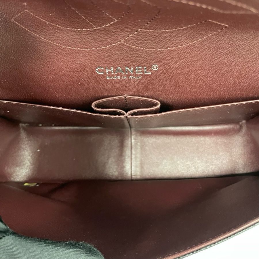 Chanel 香奈兒 CF Jumbo大號雙蓋黑銀荔枝皮單肩包斜挎包-6