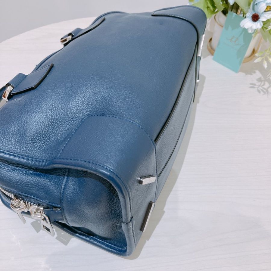 TK2090	 羅意威 藍色牛皮 手提 斜背 Loewe Amazona 28 Marine calfskin Bule X PHW-11