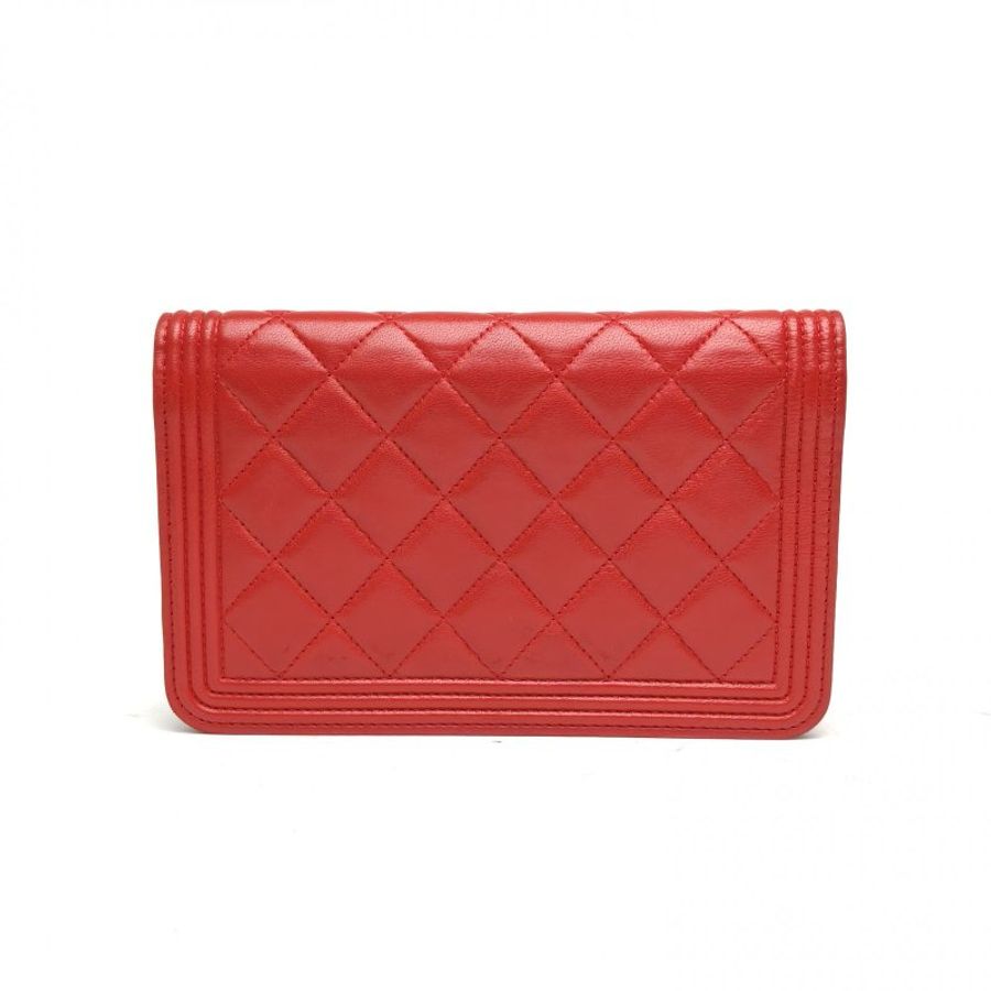CHANEL LeboyWOC紅色羊皮19開銀扣肩背包-2