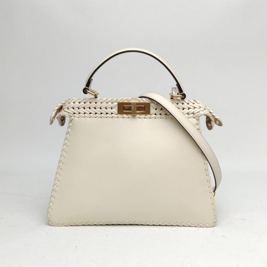 FENDI PEEKABOOISeeU中號白色牛皮肩背包-0