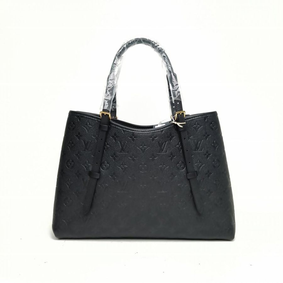 LOUIS VUITTON 黑色牛皮金扣晶片Babylone托特包肩背包-0