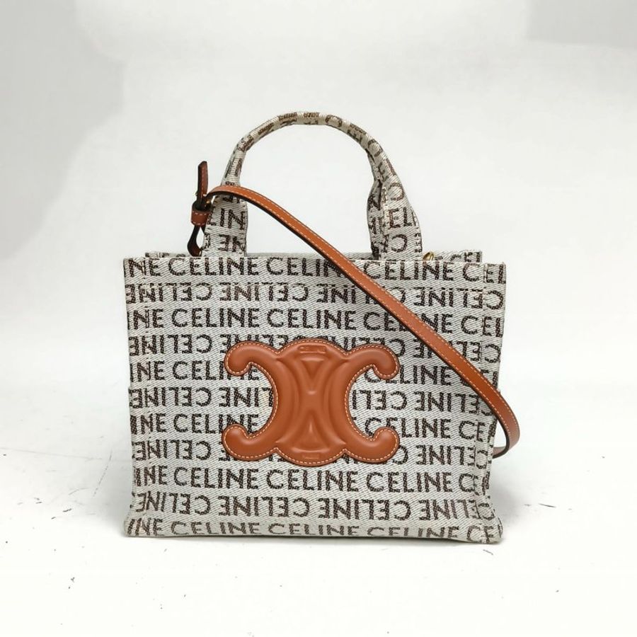 CELINE 拼色帆布CabasThais購物袋Tote肩背包-0