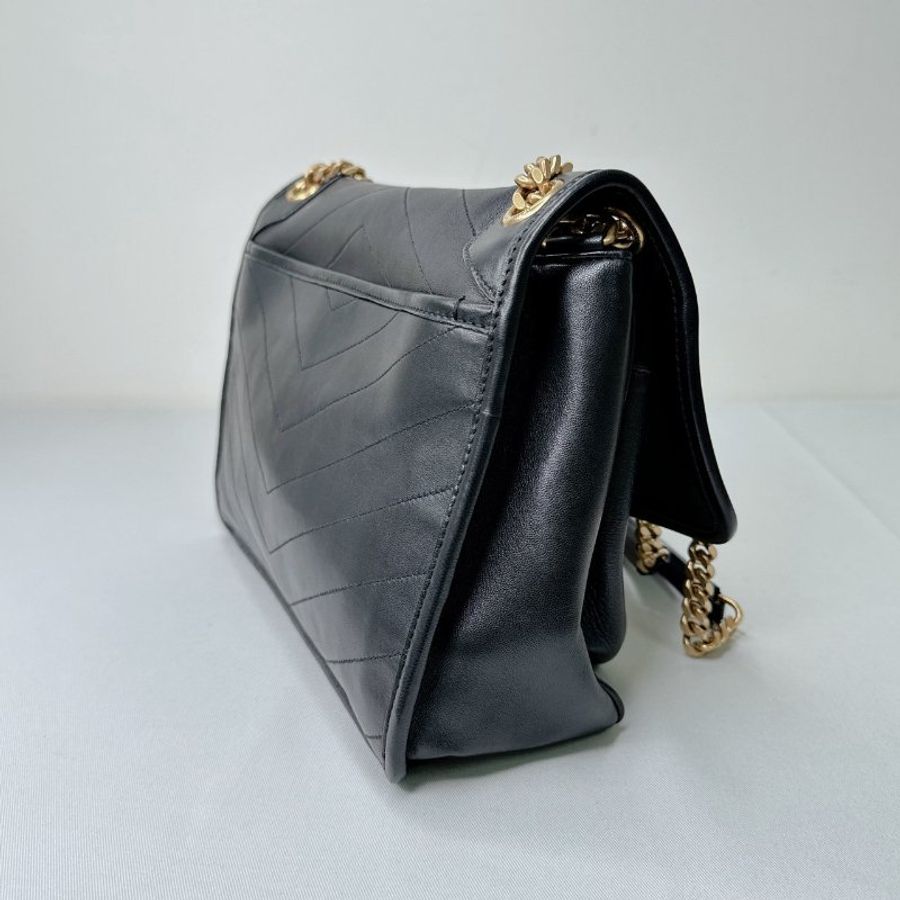YSL NIKI新中款黑金羊皮鏈包-4