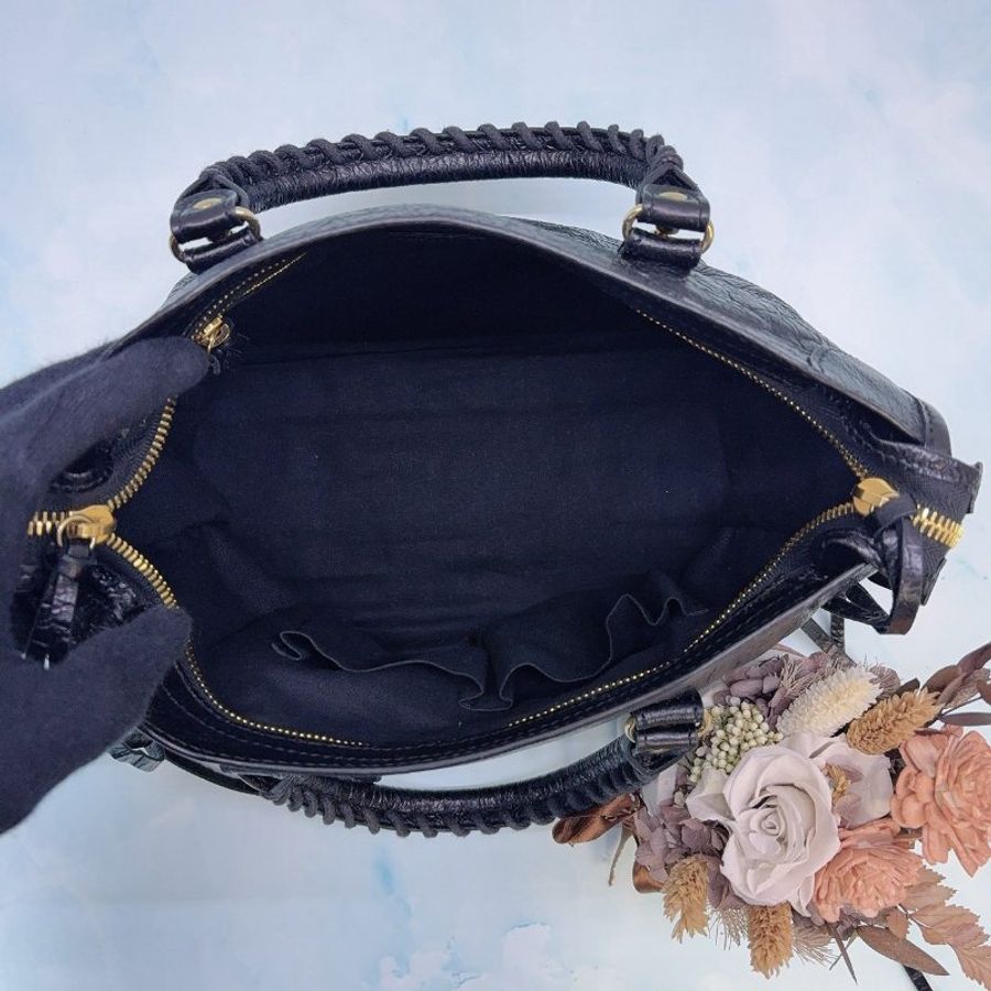 BALENCIAGA City Small黑金機車包-4
