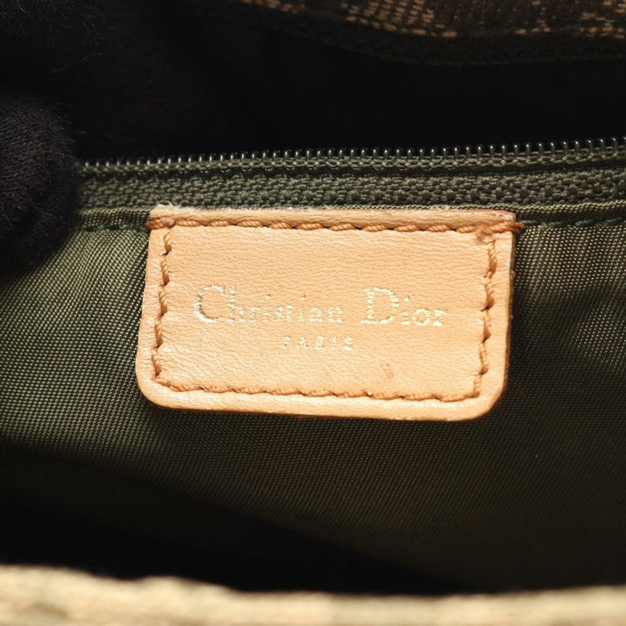 Dior Trotter 手提包，帆布皮革，卡其色/米色，二手女款-3