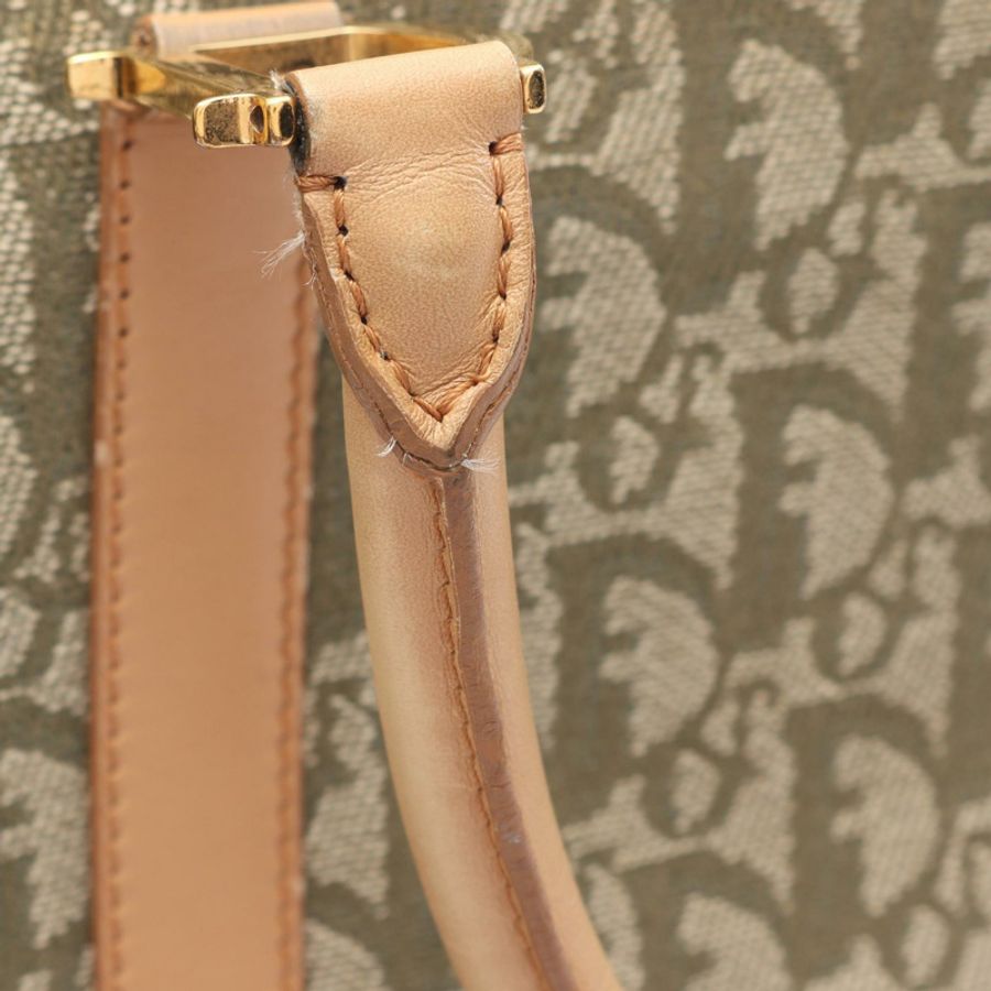 Dior Trotter 手提包，帆布皮革，卡其色/米色，二手女款-13
