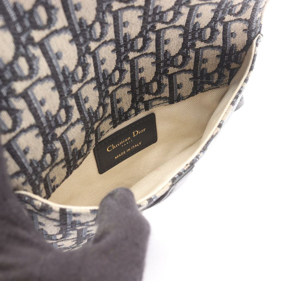 Dior SADDLE Oblique 腰包 帆布皮革 米色 海軍藍 二手 女士-2