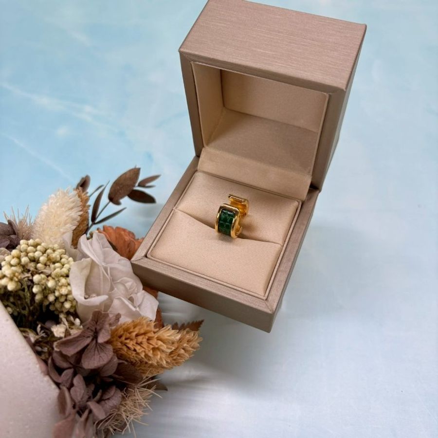 HERMES Olympe綠色蜥蜴皮耳骨夾-2