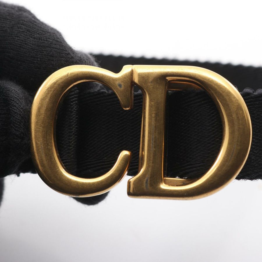 Dior 馬鞍形平腰帶斜紋提花帆布皮革腰包 米色 海軍藍 二手-8