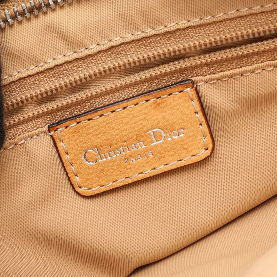 Dior 街頭時尚 Trotter 斜背單肩包帆布皮革米色二手女款-3