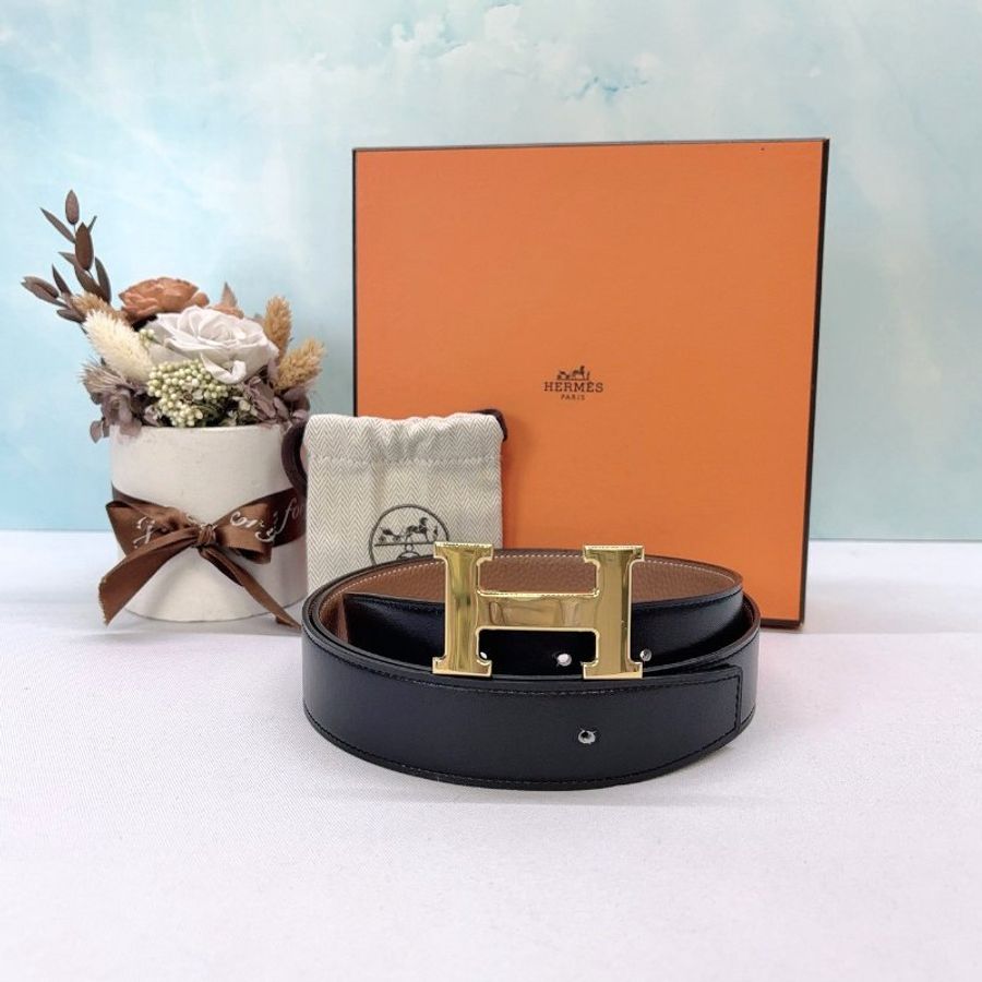 HERMES Constance H黑金雙面腰帶-0