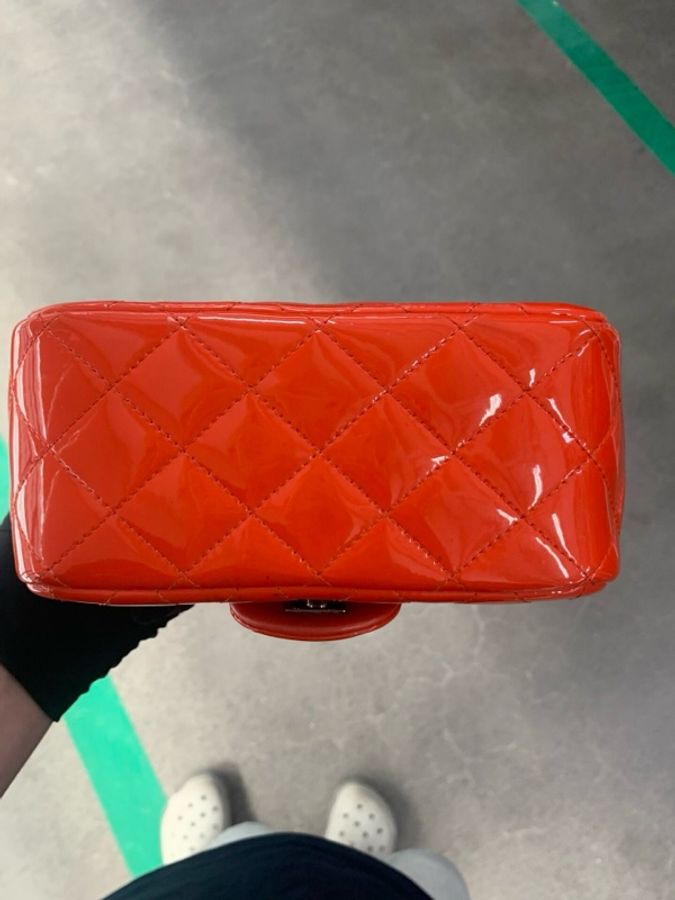 【可愛桃紅❤️全網超甜價㊙️】CHANEL 香奈兒 CF方胖子 漆皮 桃紅色 銀扣鏈 23開-18