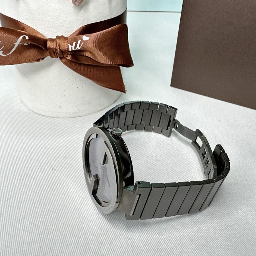 GUCCI Interlocking黑灰色石英腕錶-2