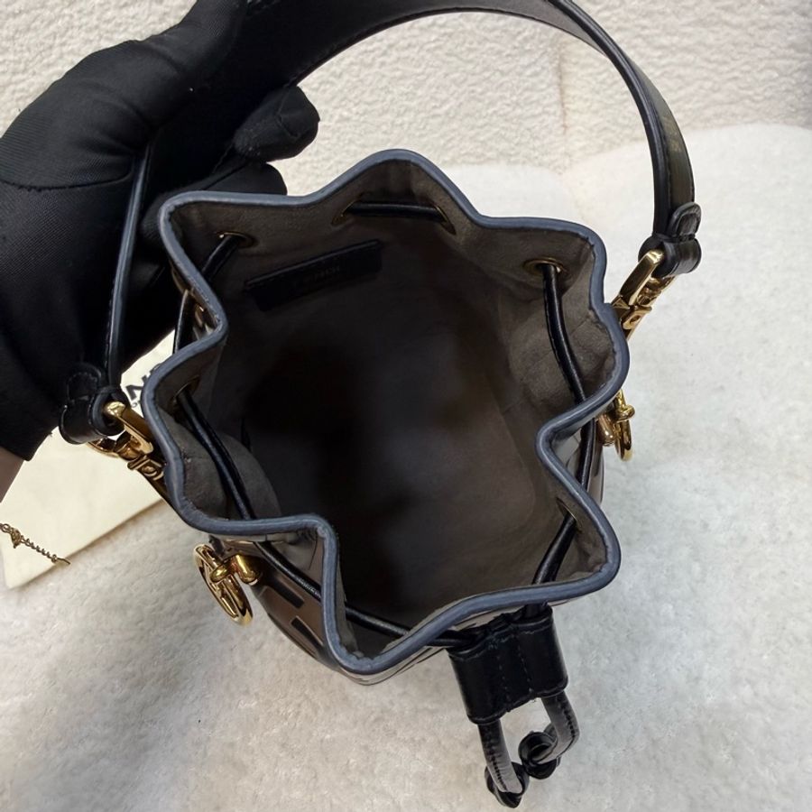 Fendi 棕色原花接牛皮Mon Tresor兩用水桶包-5