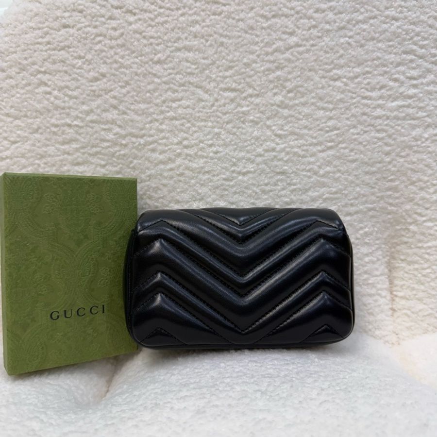 Gucci 黑淡金羊皮mini marmont 斜背包-1