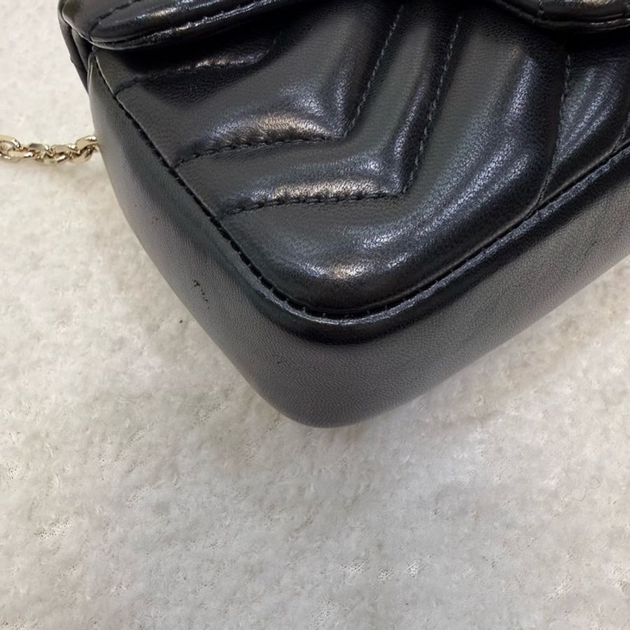 Gucci 黑淡金羊皮mini marmont 斜背包-20