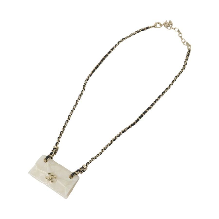 CHANEL 金屬/Resin Flap Bag Pendant Necklace金扣項鏈-3
