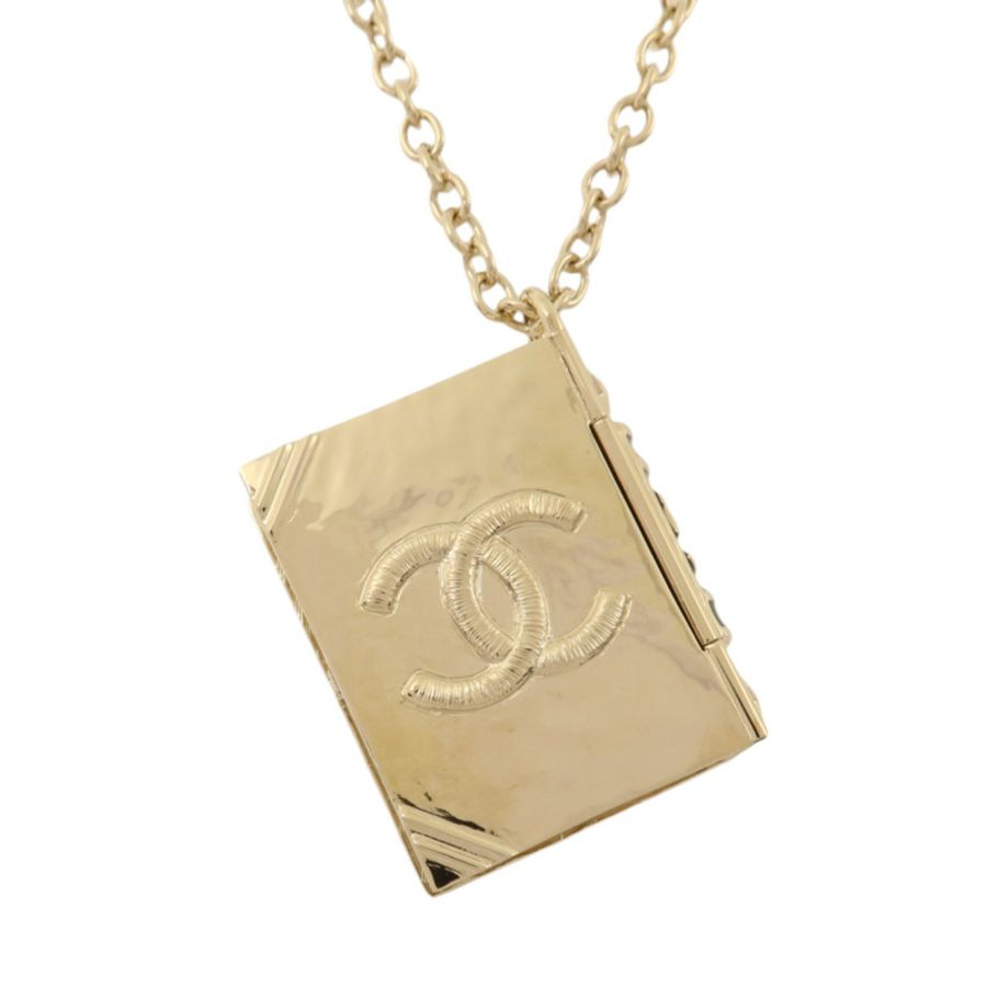 CHANEL 金屬Lion Book Locket Pendant Necklace金扣項鏈-1