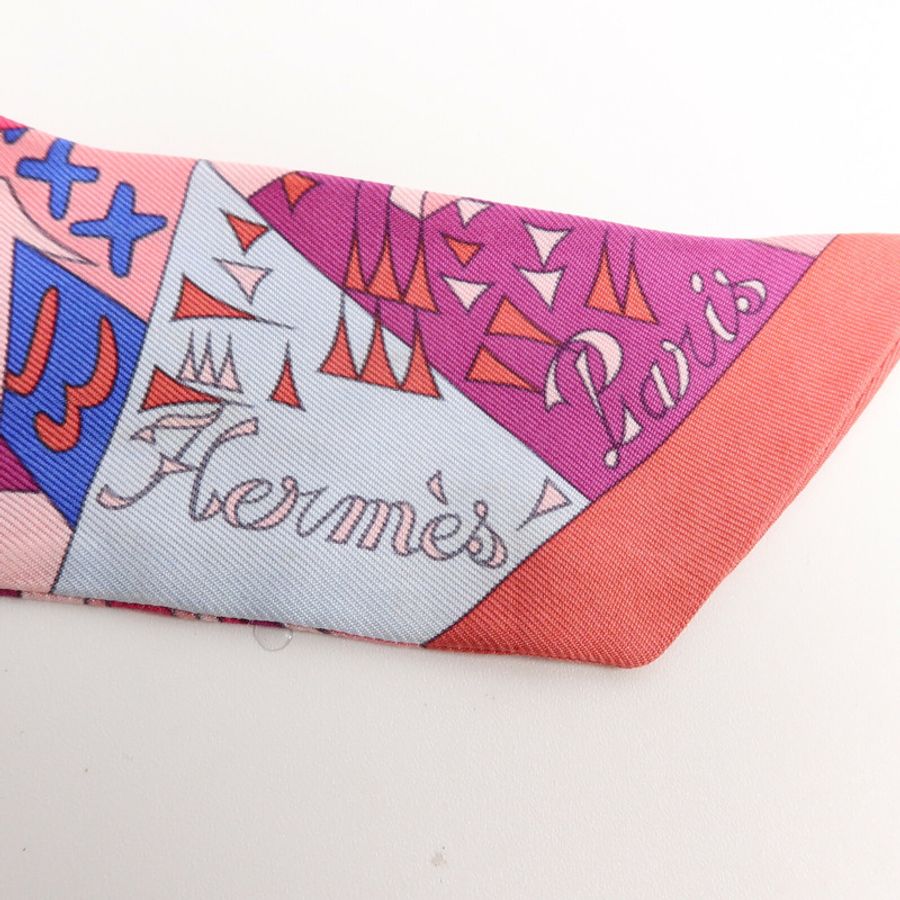 HERMES 絲質Twilly絲巾Pink-4