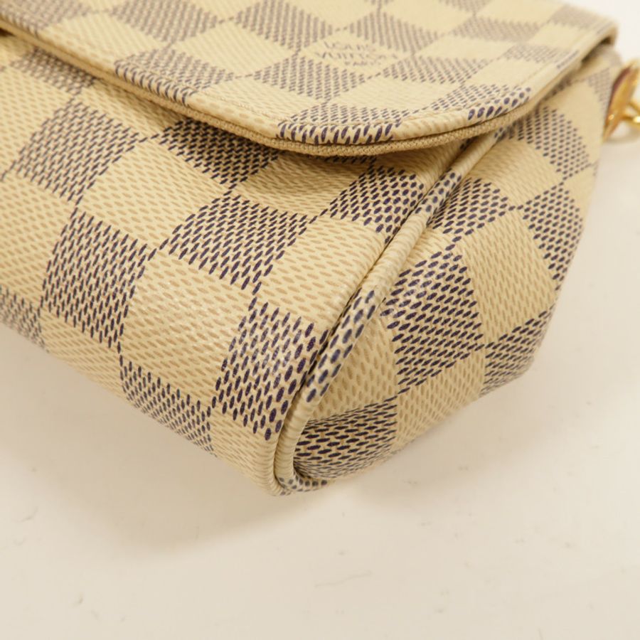 LOUIS VUITTON Damier Azur Favorite MM金扣手挽肩背兩用袋白色-12