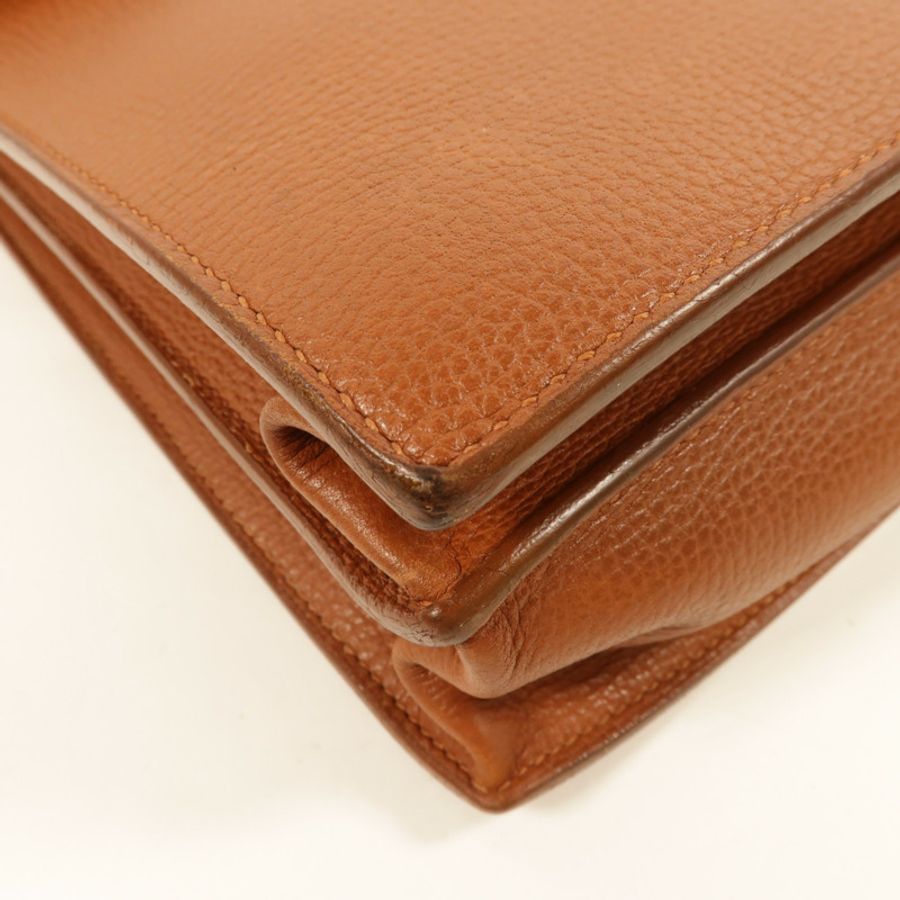 HERMES Togo皮革Sac A Depeches 38公事包Gold-8