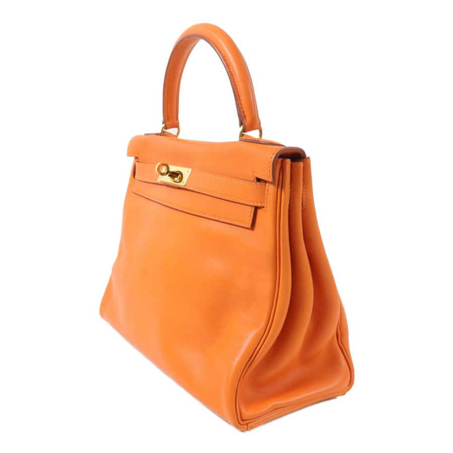 HERMES Swift皮革Kelly 28手挽肩背兩用袋Orange H-2