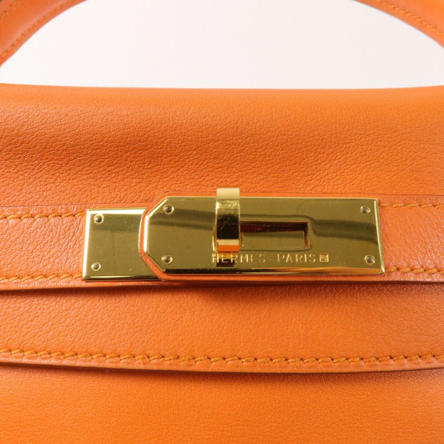 HERMES Swift皮革Kelly 28手挽肩背兩用袋Orange H-6