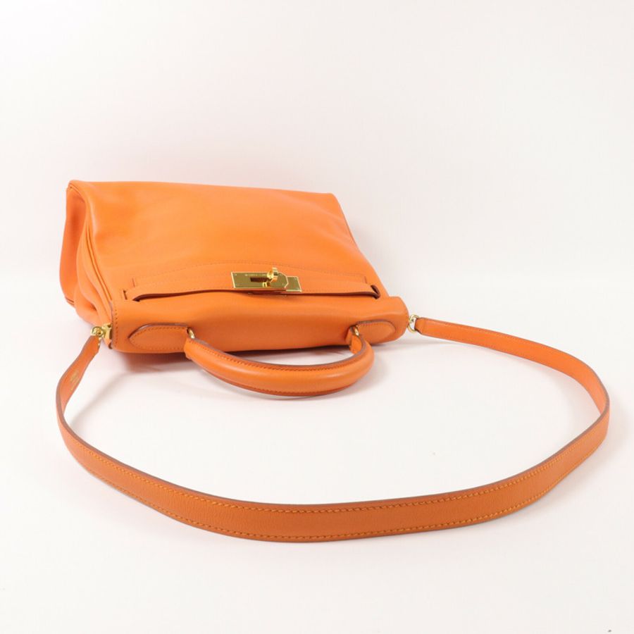HERMES Swift皮革Kelly 28手挽肩背兩用袋Orange H-8