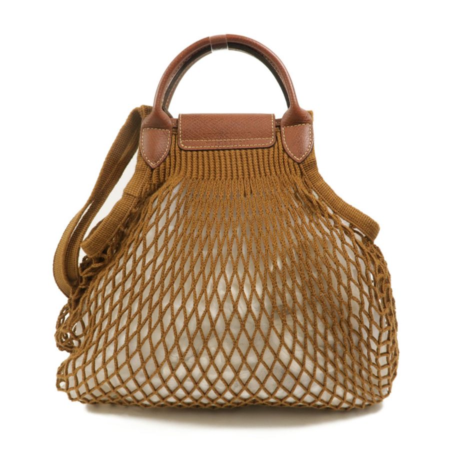 Longchamp 棉質/牛皮皮革Le Pliage Filet L手挽肩背兩用袋-1