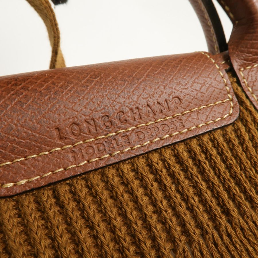 Longchamp 棉質/牛皮皮革Le Pliage Filet L手挽肩背兩用袋-9