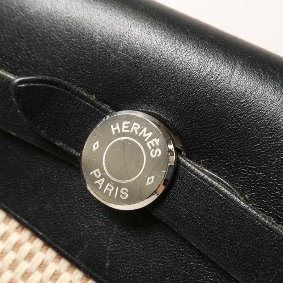 HERMES 帆布Vintage Herbag Mini肩背袋Noir-9