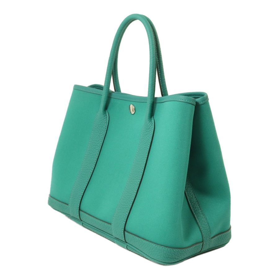 HERMES 帆布Garden Party TPM手挽袋Vert Jade-2