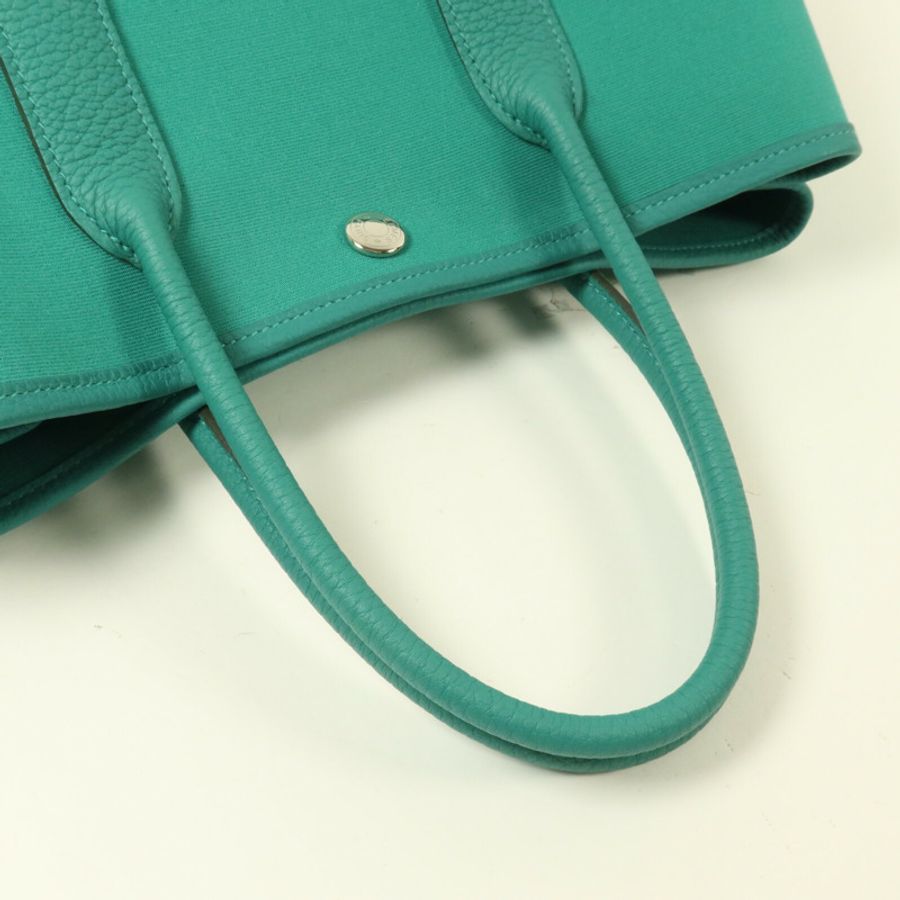 HERMES 帆布Garden Party TPM手挽袋Vert Jade-7