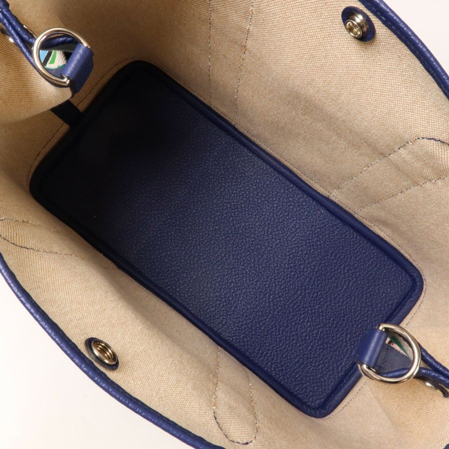 HERMES 帆布/Negonda皮革Garden Party Pocket手挽袋Bleu Electrique-4