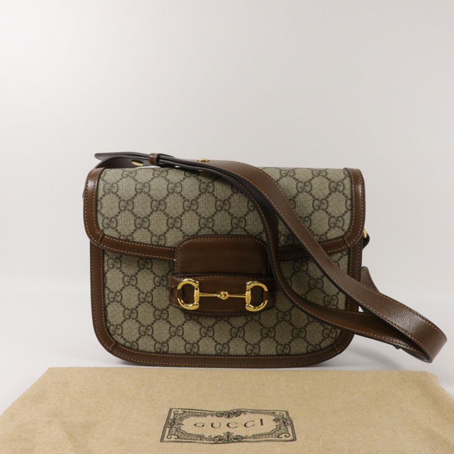 GUCCI 塗層帆布Horsebit 1955肩背袋-9