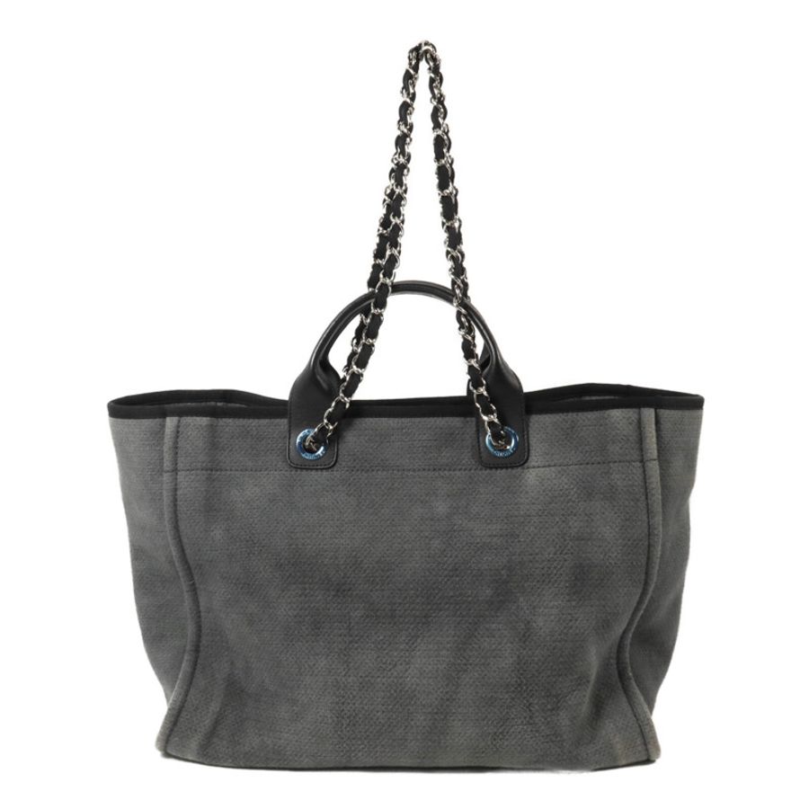 CHANEL 帆布Deauville Tote Medium鏈帶手挽肩背兩用袋-1