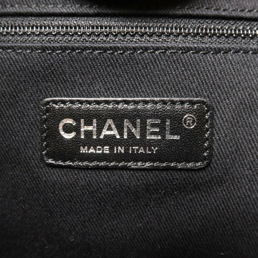 CHANEL 帆布Deauville Tote Medium鏈帶手挽肩背兩用袋-5