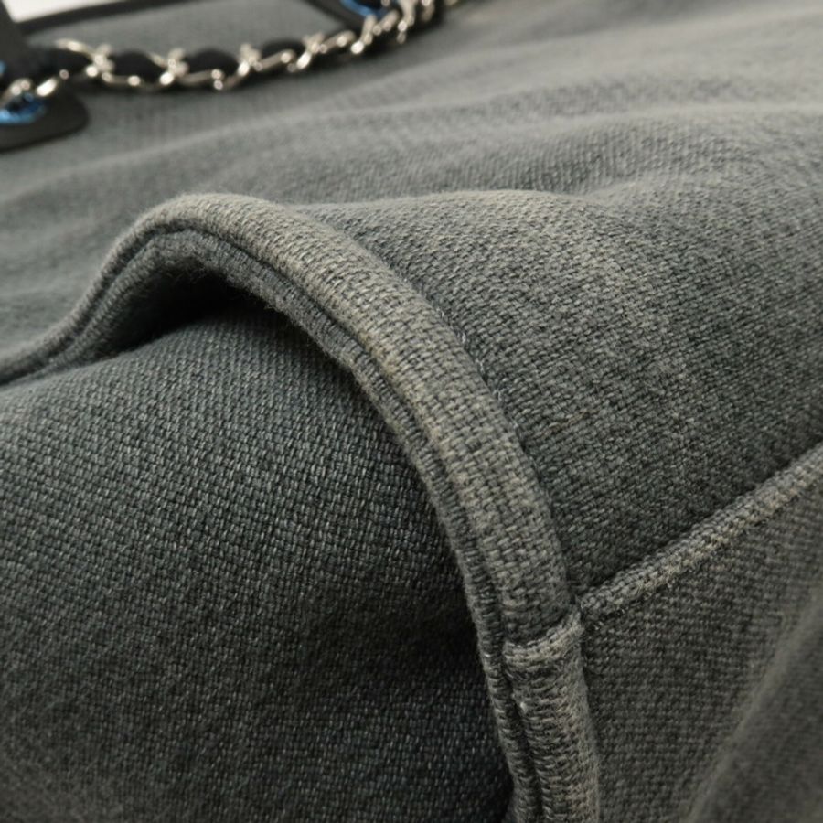 CHANEL 帆布Deauville Tote Medium鏈帶手挽肩背兩用袋-13