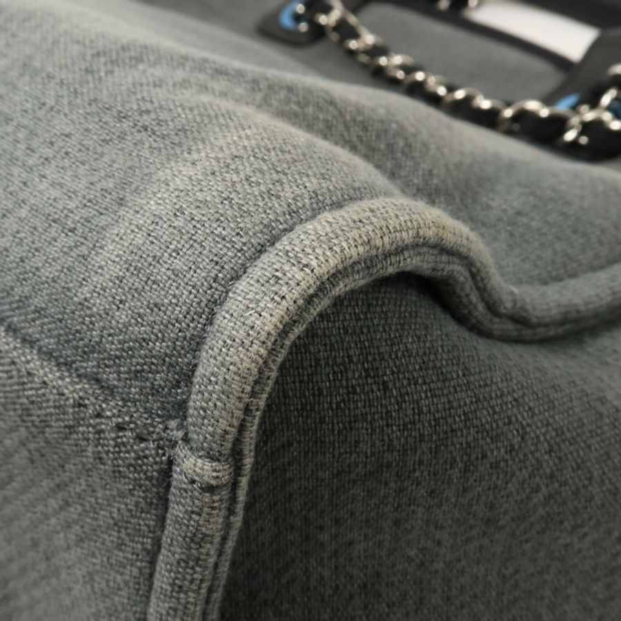 CHANEL 帆布Deauville Tote Medium鏈帶手挽肩背兩用袋-14