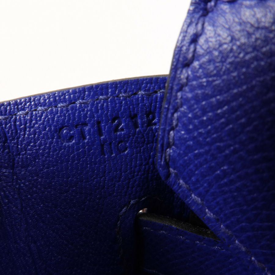 HERMES Epsom皮革Birkin 30手挽袋Bleu Electrique-5