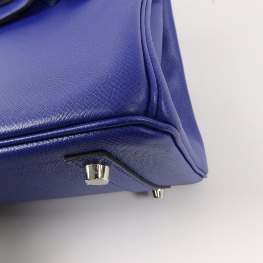 HERMES Epsom皮革Birkin 30手挽袋Bleu Electrique-11