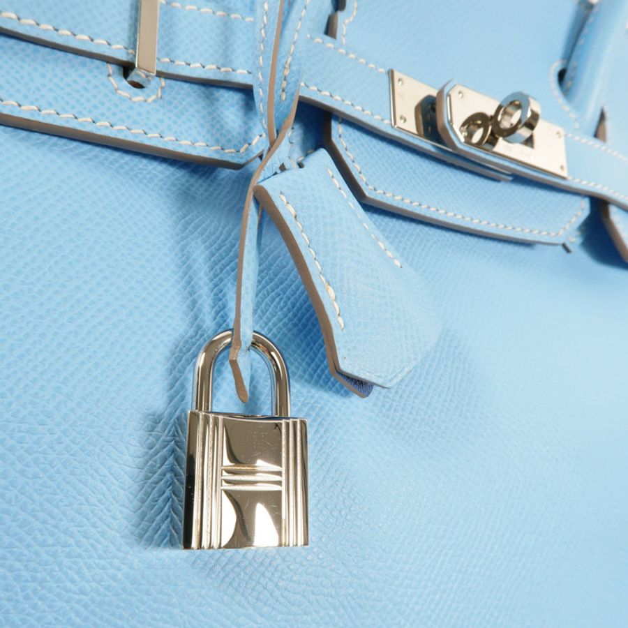 HERMES Epsom皮革Birkin 30 Candy手挽袋Blue Celeste/Mykonos-7