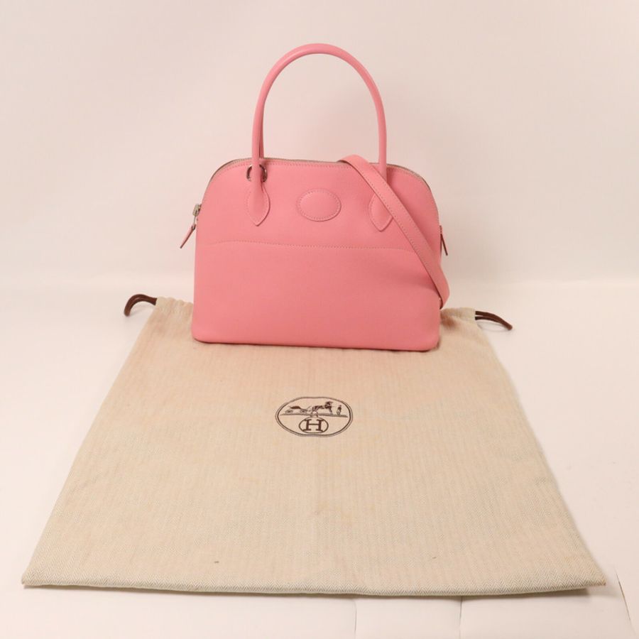 HERMES Epsom皮革Bolide 27手挽肩背兩用袋Rose Confetti-8