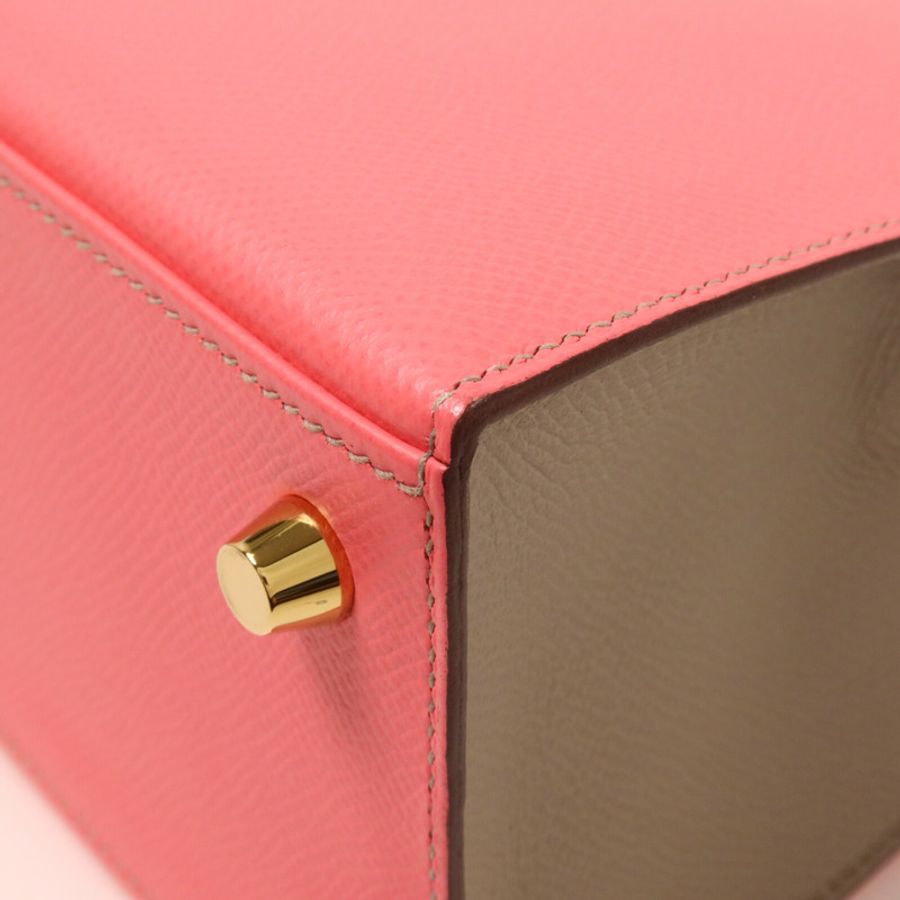 HERMES Epsom皮革Kelly 25手挽肩背兩用袋Rose Azalee/Gris Mouette-13