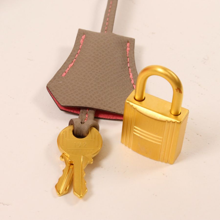 HERMES Epsom皮革Kelly 25手挽肩背兩用袋Rose Azalee/Gris Mouette-14