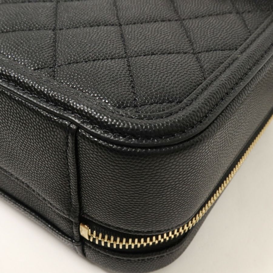 CHANEL 牛皮皮革CC Filigree Vanity Case Medium鏈帶手挽肩背兩用袋-14