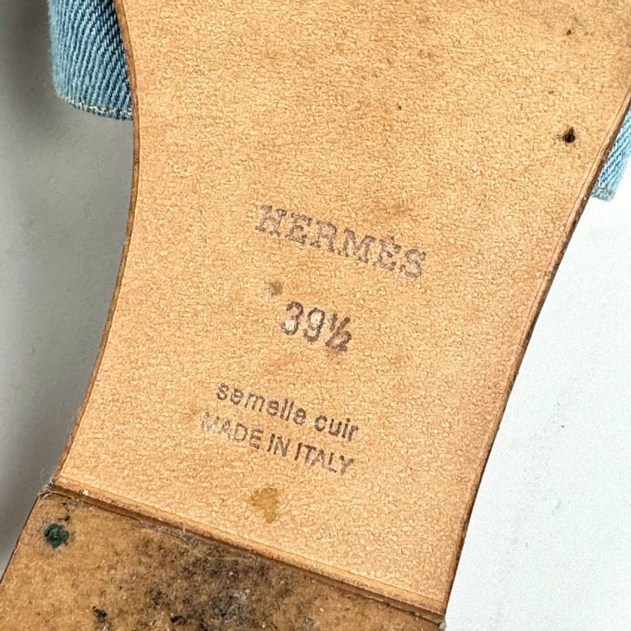 HERMES 經典H 淡藍色 單寧 牛仔 涼鞋 拖鞋 39.5號-7